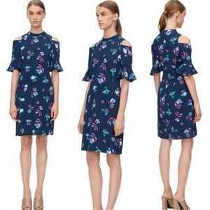 Rebecca Taylor Floral Cold Shoulder Ruffle Dress